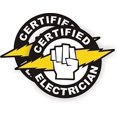 thumbnail image 1 of Certified Electrician Hard Hat Sticker / Helmet Decal Label Lunch Tool Box | Size: 2" | Set of 2 Stickers!, 1 of 3