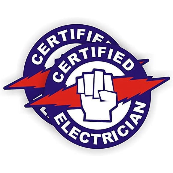 Certified Electrician Hard Hat Stickers / Helmet Decals Labels Lunchbox Toolbox Lineman | Size: 2" | Set of 2 Stickers!
