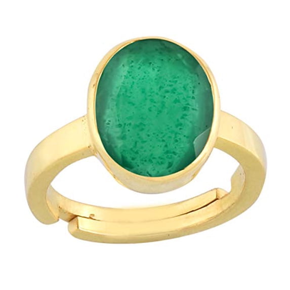 Certified Emerald Panna 10.50 Carat / 11.25 Ratti Panchdhatu Adjustable Gold Plating Ring For Astrological Purpose Men & Women-B08HDJ