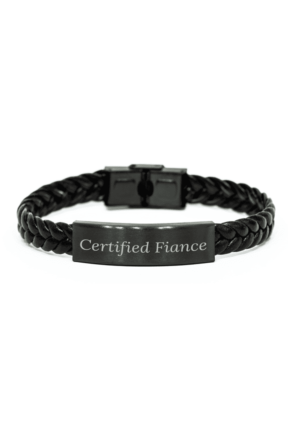 Certified Fiance's Humorous Gift, Interlaced Leather Bracelet for Him, Father's Day Unique Gifts from Men to Fiance
