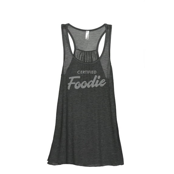 Certified Foodie Women's Fashion Sleeveless Flowy Racerback Workout Yoga Tank Top Charcoal Grey X-Large