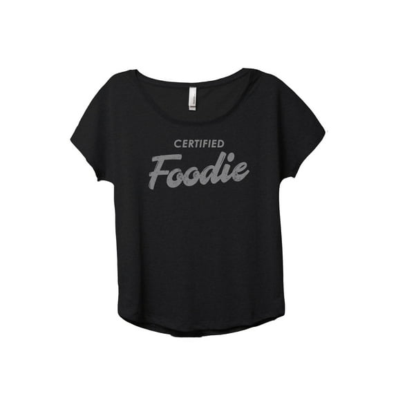 Certified Foodie Women's Fashion Slouchy Dolman T-Shirt Tee Heather Black X-Large