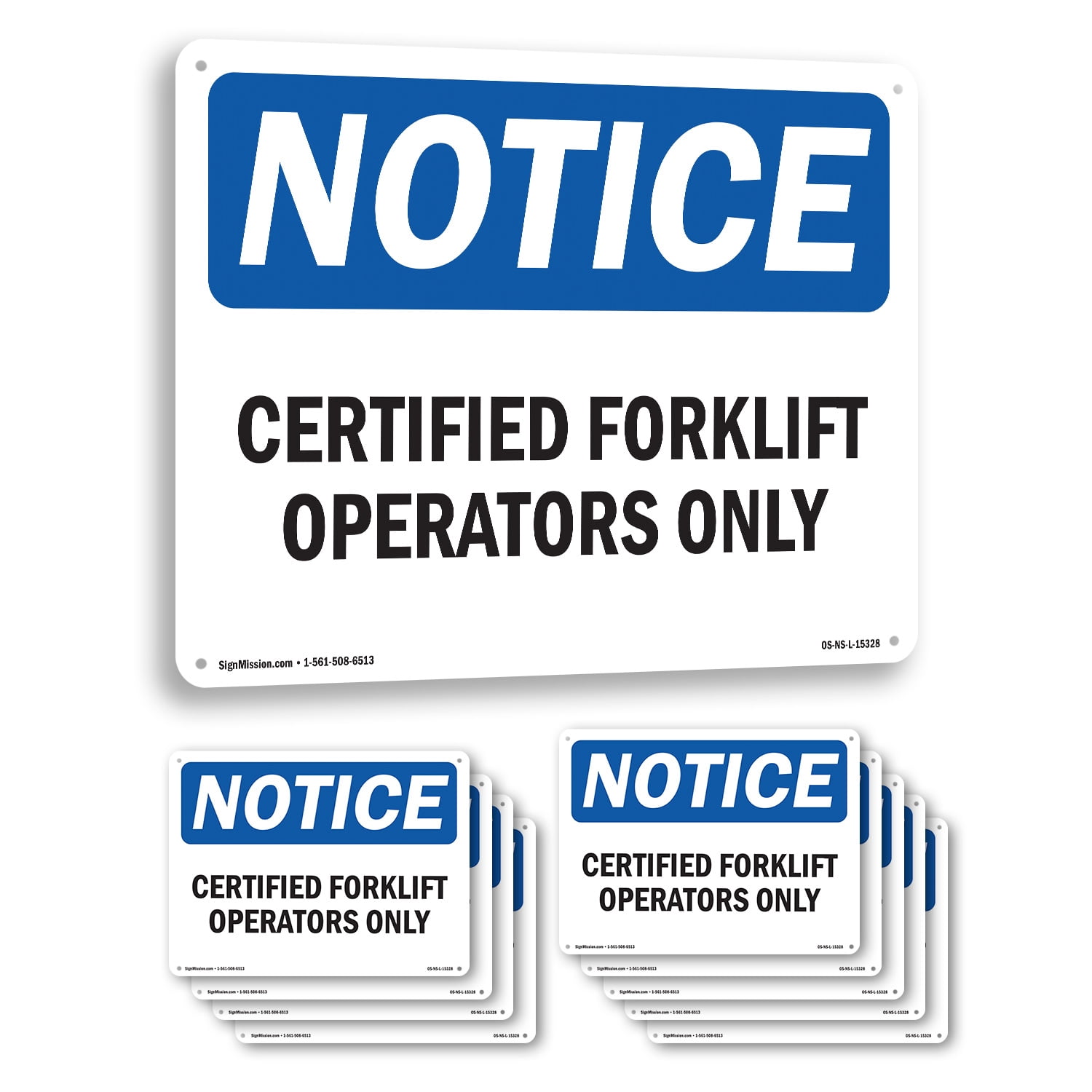 Certified Forklift Operators Only OSHA Notice Rigid Plastic Sign 24 ...