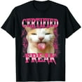 thumbnail image 1 of Certified Freak Eat Cement Cursed Cat Funny Cat Meme T-Shirt Tops Tee, 1 of 4