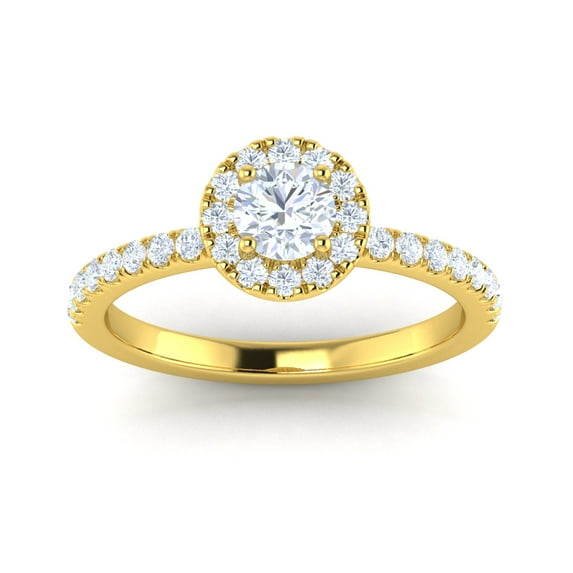 Certified G/I1 1 Carat TW Diamond Halo Set Engagement Ring in 10k Yellow Gold