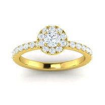 Certified G/I2 1 Carat TW Diamond Halo Set Engagement Ring in 10k Yellow Gold