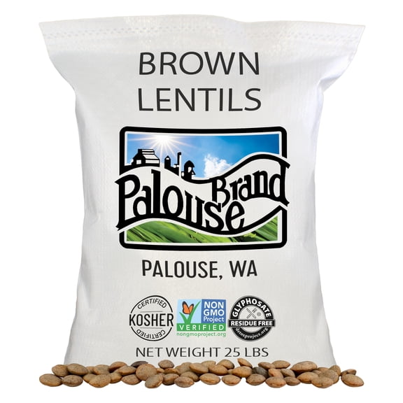 Certified Glyphosate Residue Free Brown Lentils | 25 LBS | Bulk | Desiccant Free | Sproutable | Non-GMO Project Verified | Kosher