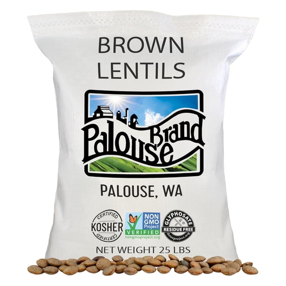 Certified Glyphosate Residue Free Brown Lentils | 25 LBS | Bulk | Desiccant Free | Sproutable | Non-GMO Project Verified | Kosher