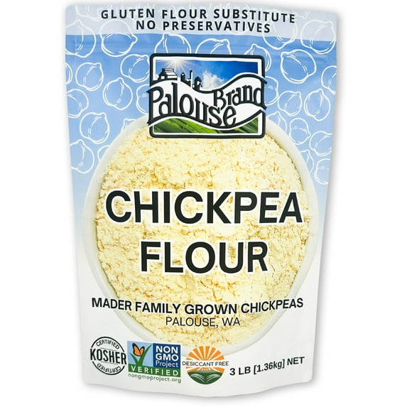 Certified Glyphosate Residue Free Unbleached Chickpea Flour | 3 LBS | Family Farmed in Washington State | 100% Desiccant Free | Non-GMO Project Verified | Kosher
