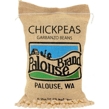 Certified Glyphosate Residue Free Chickpeas | Garbanzo Beans | 5 LBS | Family Farmed in Washington State | Desiccant Free | Non-GMO Project Verified | Kosher Parve | USA Grown | Field Traced | Burlap