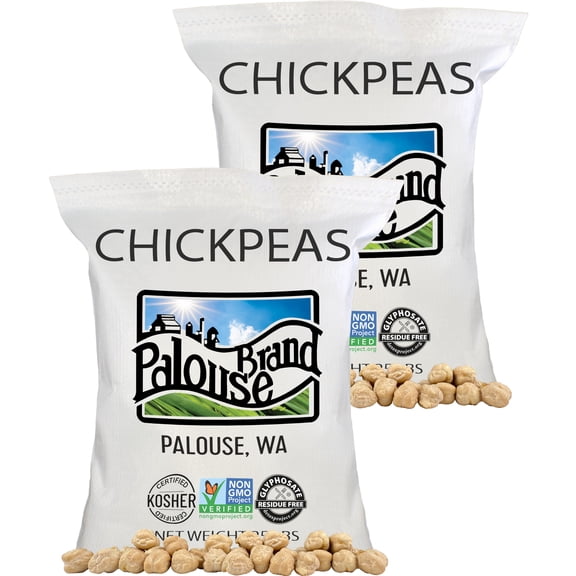 Certified Glyphosate Residue Free Chickpeas | Garbanzo Beans | 50 LBS | Family Farmed in Washington State | Non-GMO Project Verified | Kosher Parve | USA Grown | Field Traced | Burlap Bag