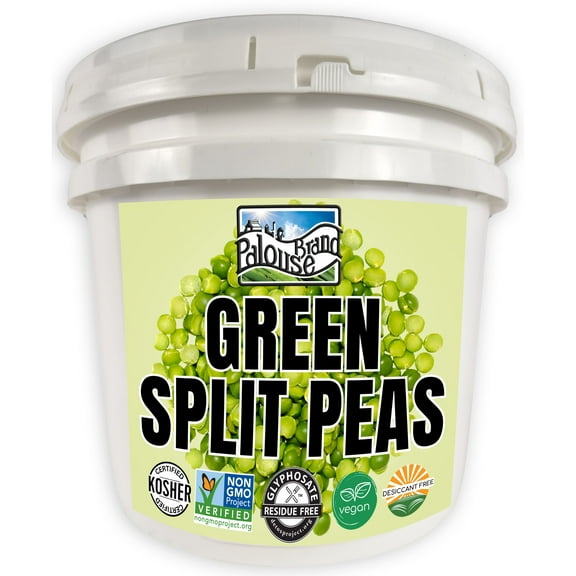 Certified Glyphosate Residue Free Green Split Peas | 25 LBS | Food Storage Bucket | Non-GMO | Grown on Our Family Farm | Bulk