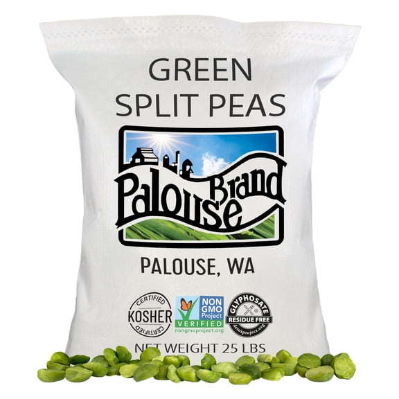 Certified Glyphosate Residue Free Split Peas | Green | 25 LBS | Family Farmed in Washington State | Non-GMO Project Verified | Non-Irradiated | Kosher Parve | Field Traced | High in Protein