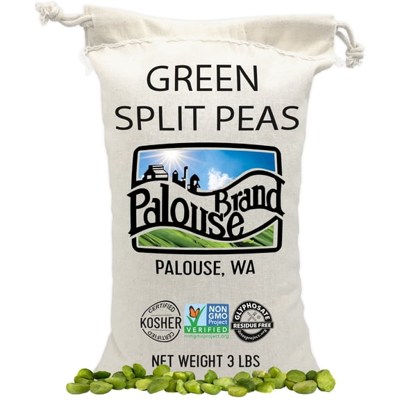 Green Split Peas | 100% Desiccant Free | 1.36 KG | Non-GMO Project Verified | 100% Non-Irradiated | Certified Kosher Parve | USA Grown | Rich in Protein | Field Traced | Cotton Bag