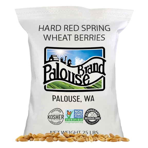 Certified Glyphosate Residue Free Hard Red Spring Wheat Berries | 25 LBS | Meet the Farmers | 100% Desiccant Free | Sproutable | Non-GMO Project Verified | Kosher | Poly Bag