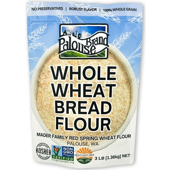 Certified Glyphosate Residue Free Unbleached Hard Red Spring Whole Wheat Flour | 3 LBS | Bread Flour | Non-GMO | 100% Non-Irradiated | Kosher | USA Grown | Field Traced | Resealable Bag