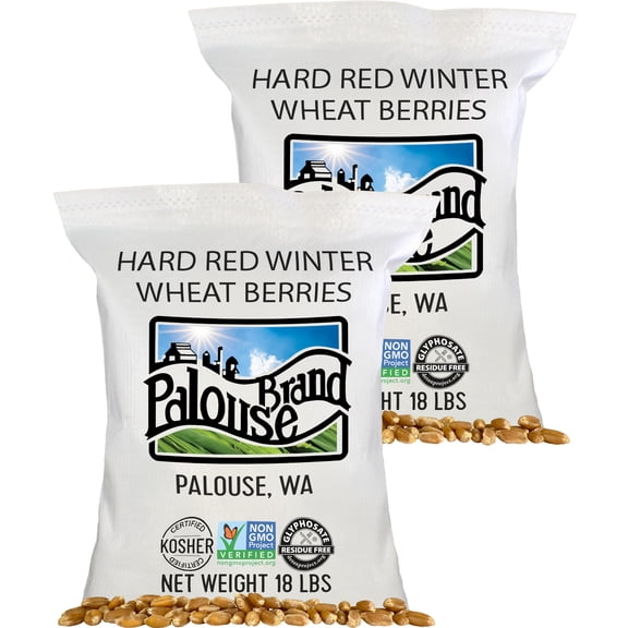 Certified Glyphosate Residue Free Hard Red Winter Wheat Berries | 36 LBS | Family Farmed in Washington State | Non-GMO Project Verified | 100% Non-Irradiated | Certified Kosher Parve | Field Traced