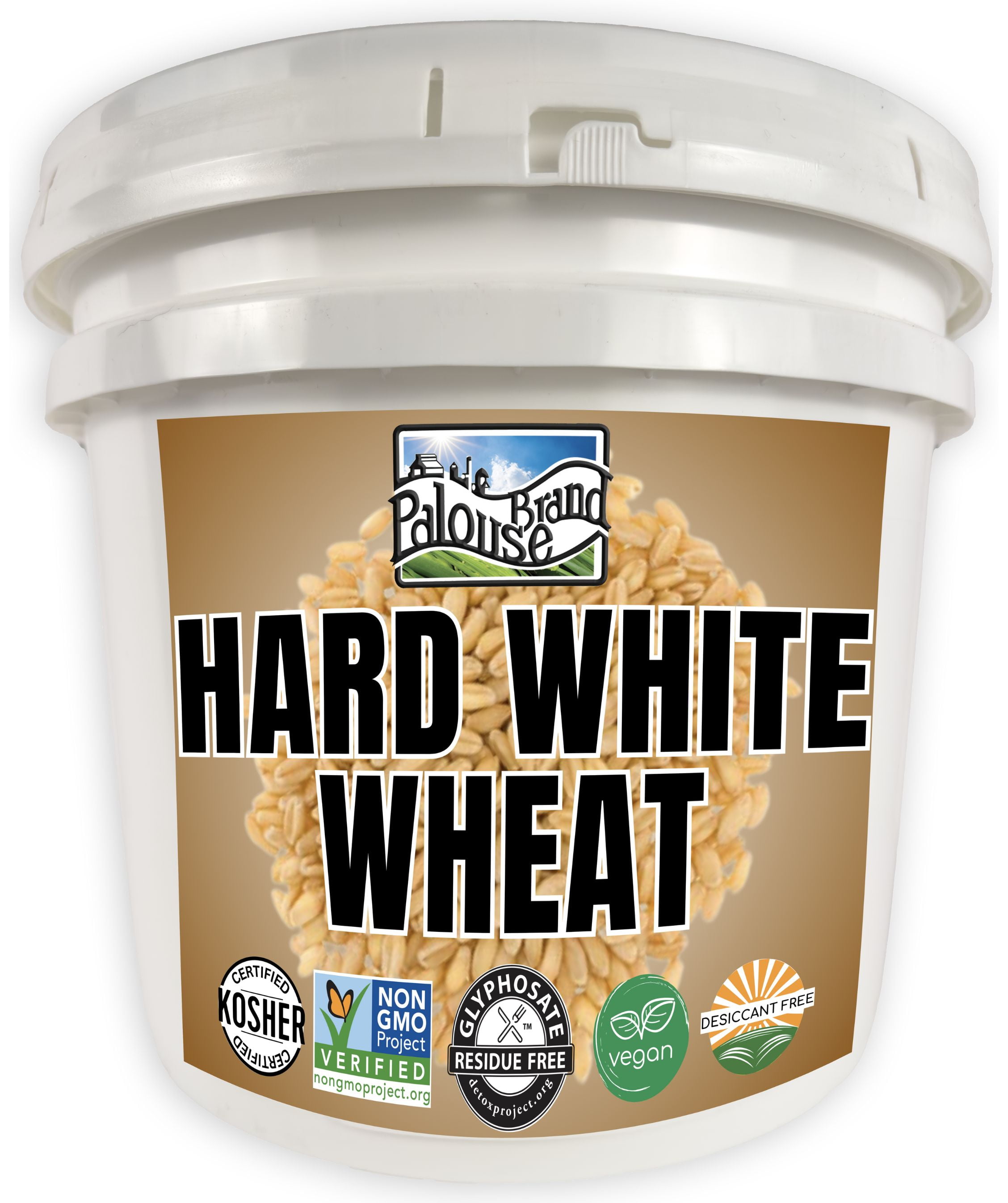 Certified Glyphosate Residue Free Hard White Wheat Berries | 25 LBS | Emergency Food Storage Bucket | Non-GMO | Grown on Our Family Farm | Bulk