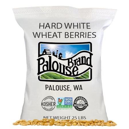 Certified Glyphosate Residue Free | Hard White Wheat Berries | 25 LBS | Family Farmed in Washington State | 100% Desiccant Free | Sproutable | Non-GMO Project Verified | Kosher | Poly Bag