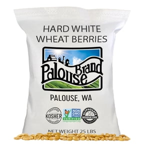 Certified Glyphosate Residue Free | Hard White Wheat Berries | 25 LBS | Family Farmed in Washington State | 100% Desiccant Free | Sproutable | Non-GMO Project Verified | Kosher | Poly Bag