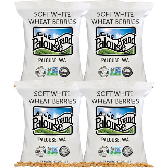 Certified Glyphosate Residue Free Soft White Wheat Berries | 100 LBS | Desiccant Free | Sproutable | Non-GMO Project Verified | Kosher