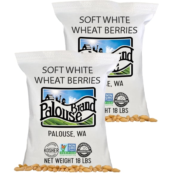Certified Glyphosate Residue Free Soft White Wheat Berries | 36 LBS | Family Farmed in Washington State | 100% Desiccant Free | Non-GMO Project Verified | 100% Non-Irradiated | Kosher | Field Traced