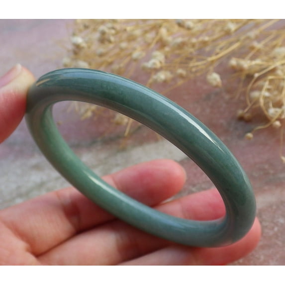 Certified Green Burma 100% Natural A JADE Jadeite Circle Bangle Bracelet 54 mm 594320 TN