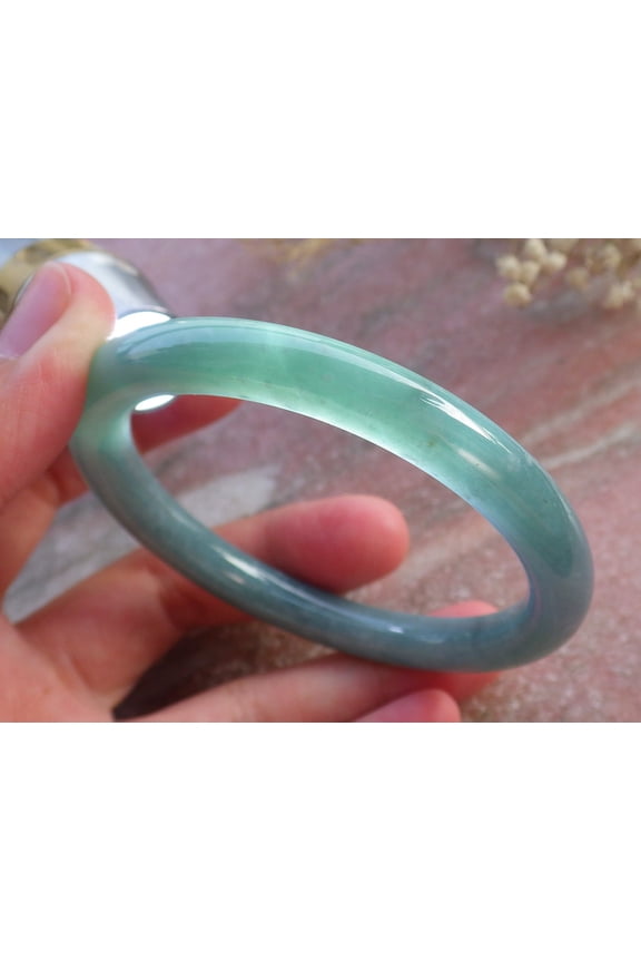 Certified Green Burma 100% Natural A JADE Jadeite Circle Bangle Bracelet 56 mm 595753 TN