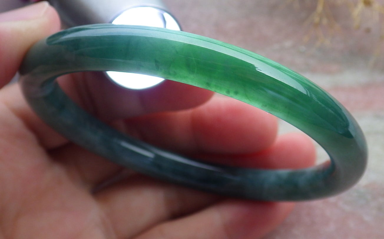 GOJADE Certified Green Burma 100% Natural A JADE Jadeite Circle Bangle Bracelet 59 mm 671192 TN