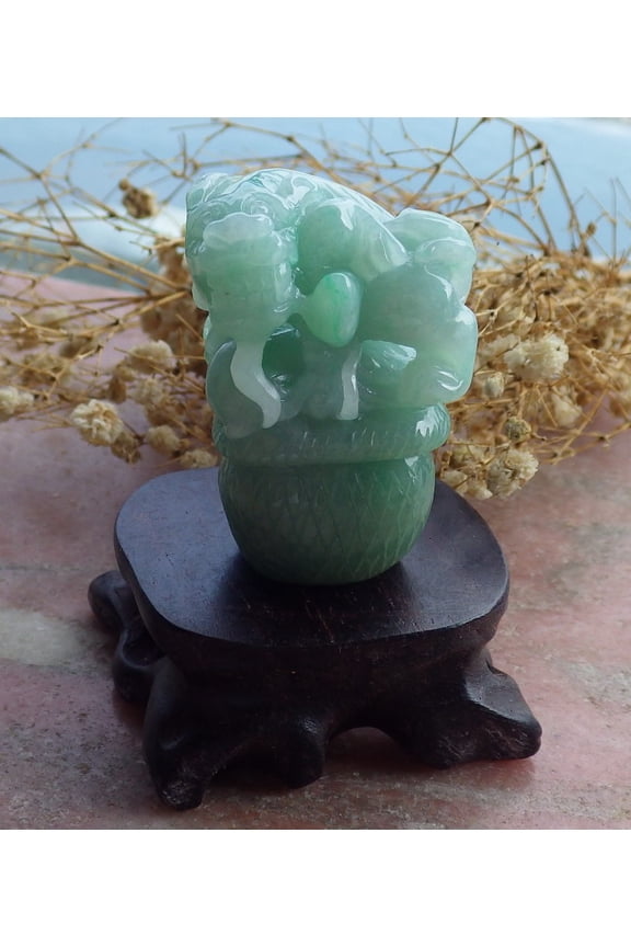 Certified Green Burma 100% Natural A Jade jadeite Dragon Pi Xiu 661112 TN