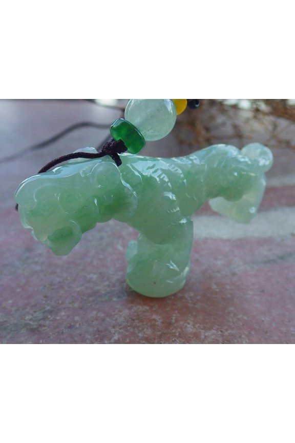 Certified Green Burma 100% Natural A Jade jadeite pendant Tiger Frog Money Coin Necklace 667148 TN