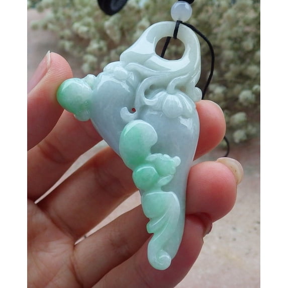 Certified Green Burma Natural A Jade jadeite pendant Frog Toad Bat Pumpkin Necklace 588330 TN
