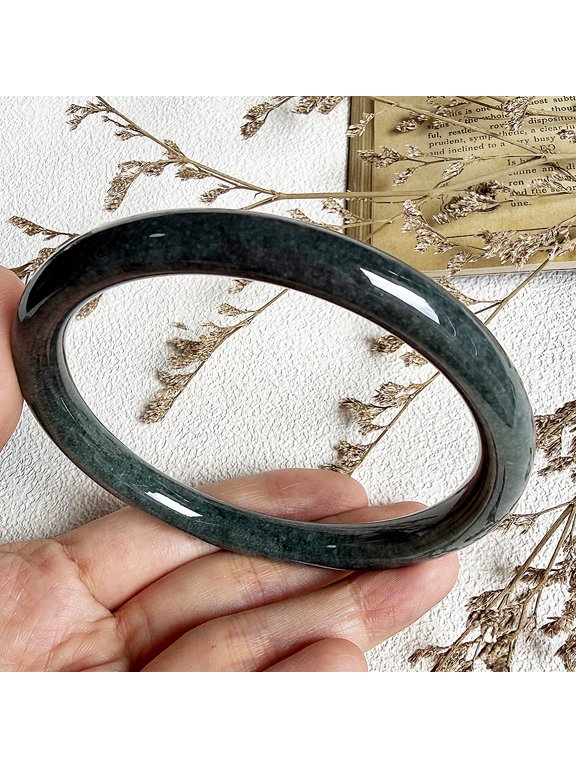 Certified Green Natural A JADE Jadeite Circle Bangle Bracelet 68 mm 102119