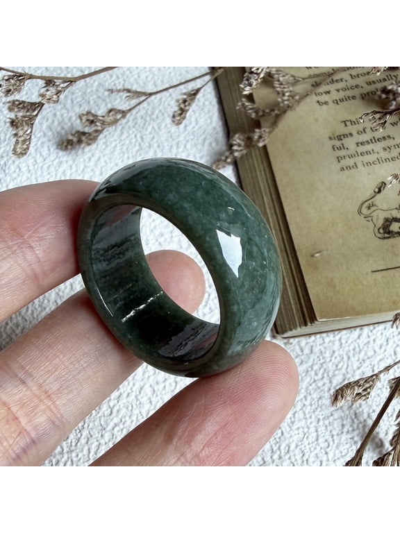 Certified Green Natural A JADE Jadeite Circle RING USA.12.5 102782