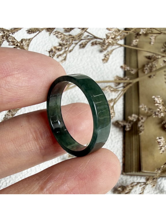 Certified Green Natural A JADE Jadeite Circle RING USA.7 102626