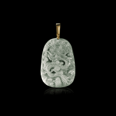 Certified Green Natural A Jade jadeite Necklace Pendant Dragon Ruyi 100349