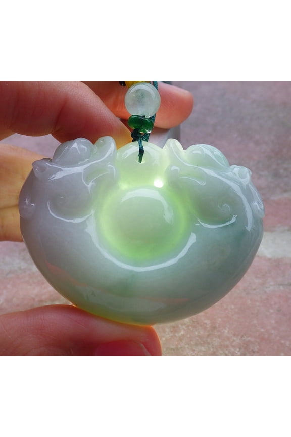 Certified Green Pale Lavender Burma 100% Natural A Jade jadeite Pendant Dragon Bead Necklace 662843 TN