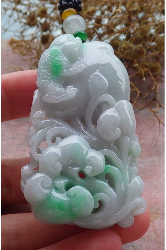 Certified Green Pale Lavender Burma 100% Natural A Jade jadeite Pendant Frog Toad Peach Lotus Flower Ruyi 663409 TN