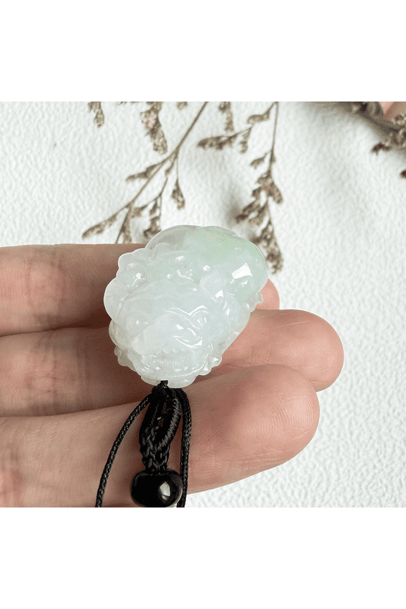 Certified Green White Natural A Jade jadeite Pendant Dragon Pi Xiu Money Coin Necklace 100197