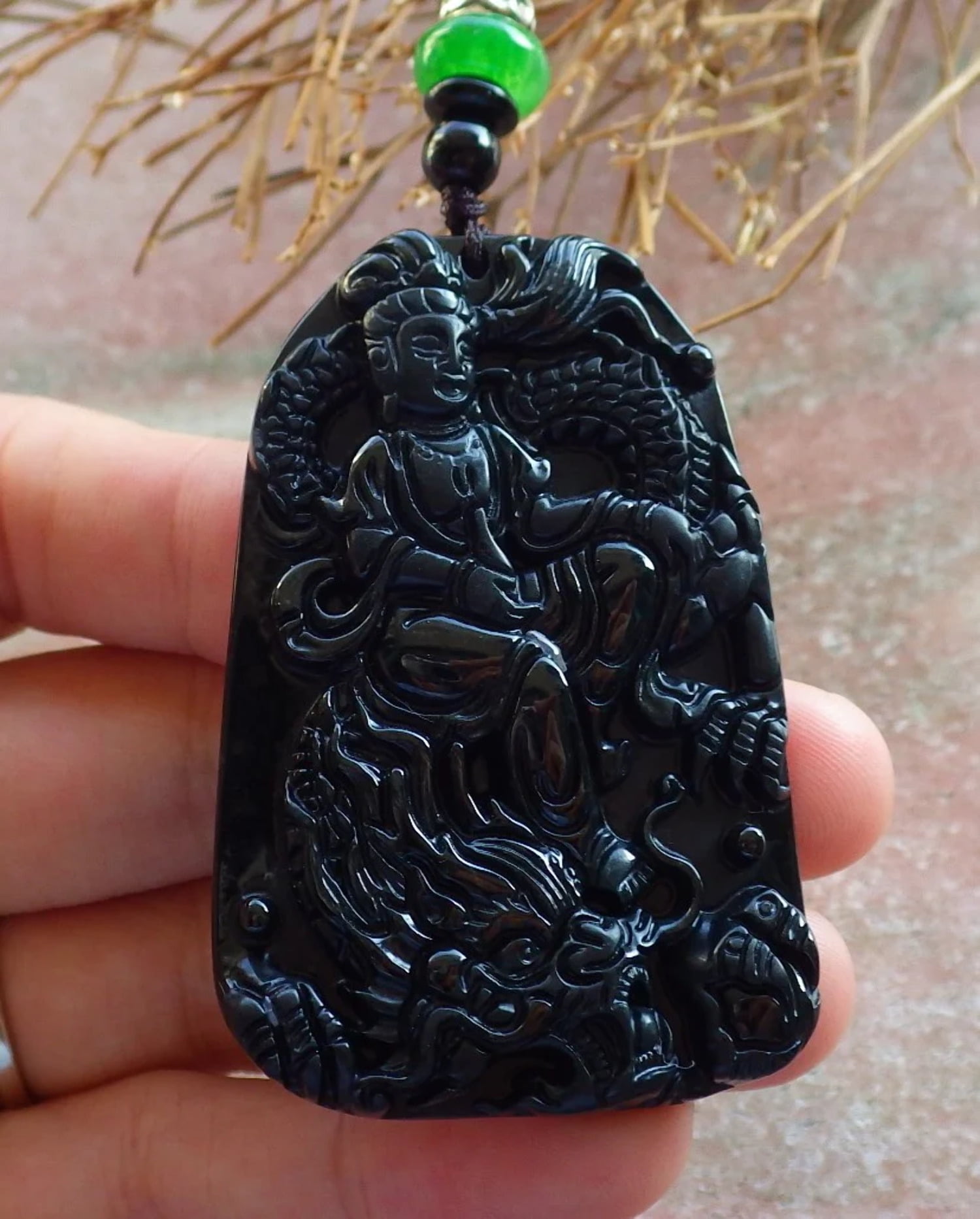 Certified Hand Carved Dark Green Black Natural Myanmar Burma A Jade ...