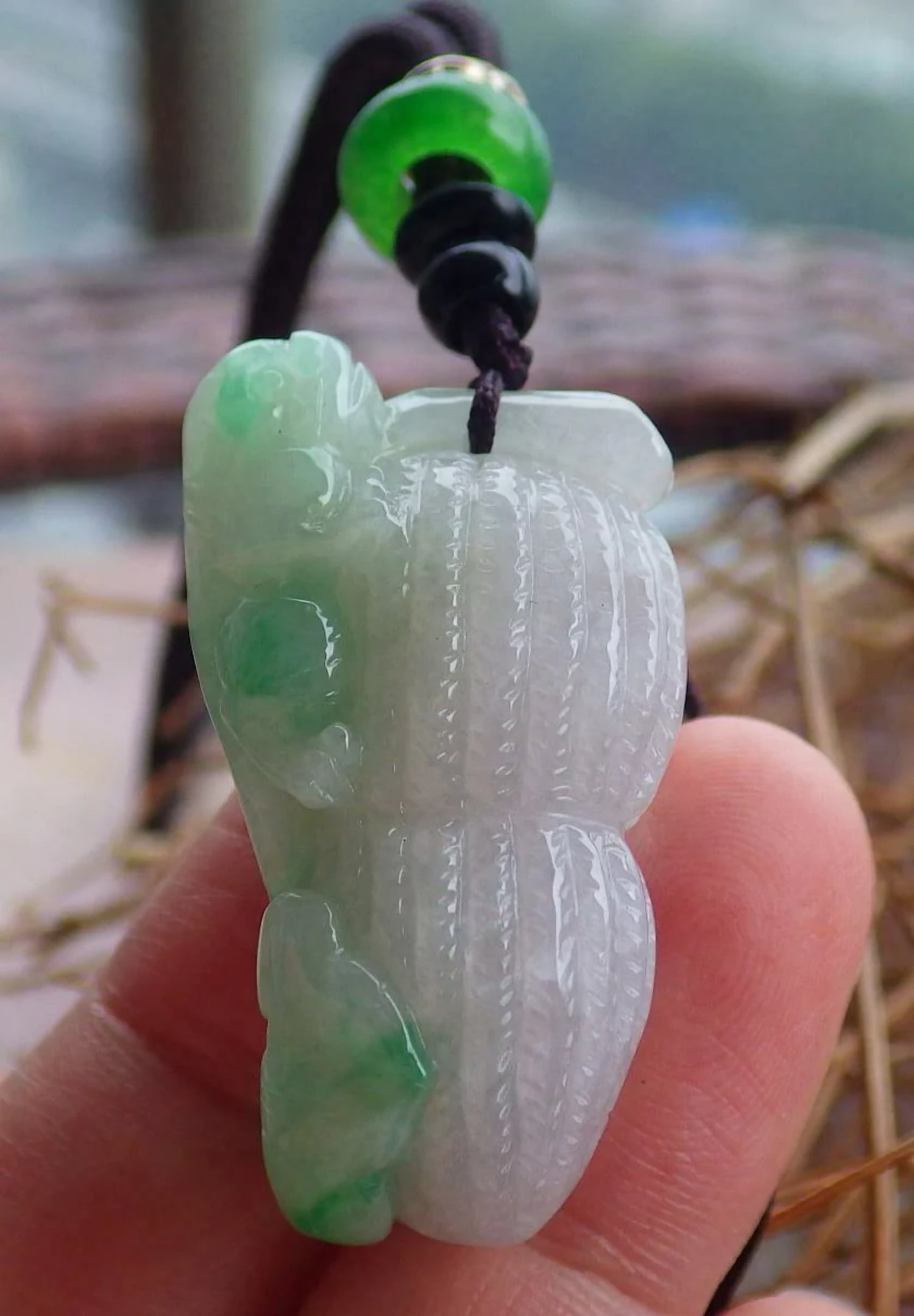 Certified Hand Carved Icy Green Natural Myanmar Burma A Jade