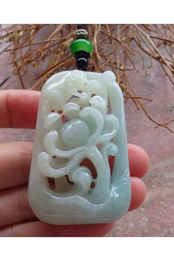 Certified Hand Carved Natural Green Myanmar Burma Grade A Jade jadeite Frog Toad Lotus Flower Pendant Necklace