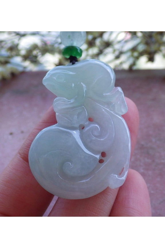 Certified Hand Carved Natural Myanmar Burma A Jade Jadeite Frog Toad Ruyi Coin Pendant Necklace