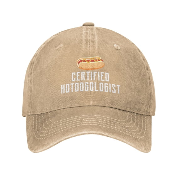 Certified Hotdogolist Hot Dog Baseball Cap Vintage Soft Washed Denim,Golf Dad Hat Adjustable Trucker Hats for Men Women Unisex Adult,Natural