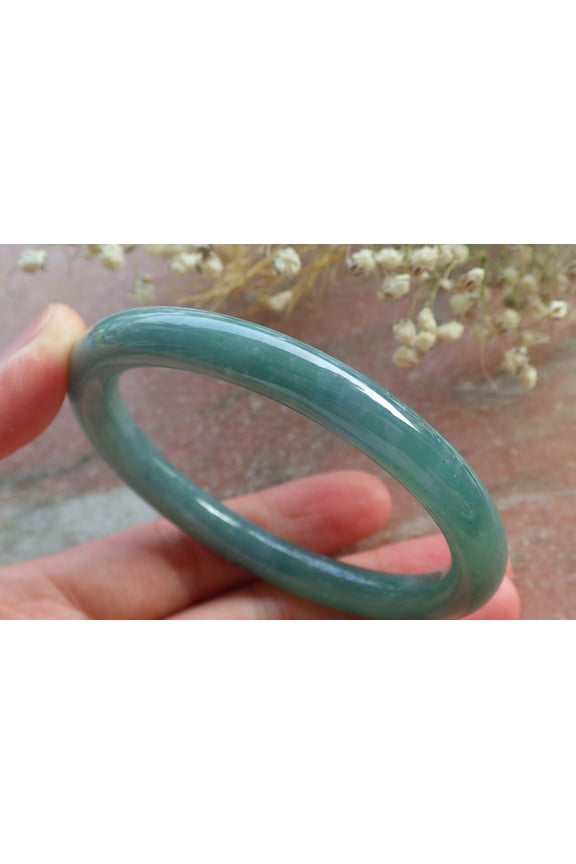 Certified Icy Blue Water Green Burma 100% Natural A JADE Jadeite Circle Bangle Bracelet 56 mm 595269 TN