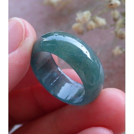 Certified Icy Blue Water Green Burma 100% Natural A JADE Jadeite Circle RING USA. 6.25 RING 595066 TN