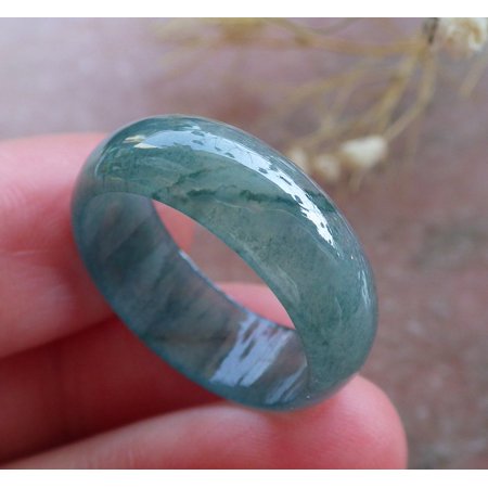Certified Icy Blue Water Green Burma 100% Natural A JADE Jadeite Circle RING USA. 9 RING 595032 TN