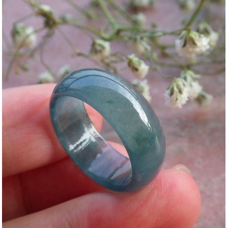 Certified Icy Blue Water Green Burma Natural A JADE Jadeite Circle RING USA. 7.5 RING 587378 TN