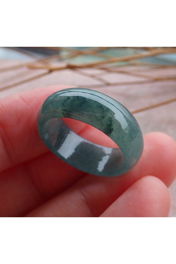 Certified Icy Blue Water Green Burma Natural A JADE Jadeite Circle RING USA. 7.75 RING 585700 TN