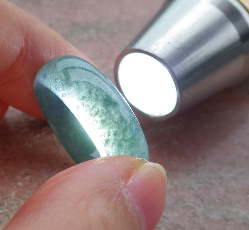 GOJADE Certified Icy Blue Water Green Burma Natural A JADE Jadeite Circle RING USA. 9 RING 585355 TN